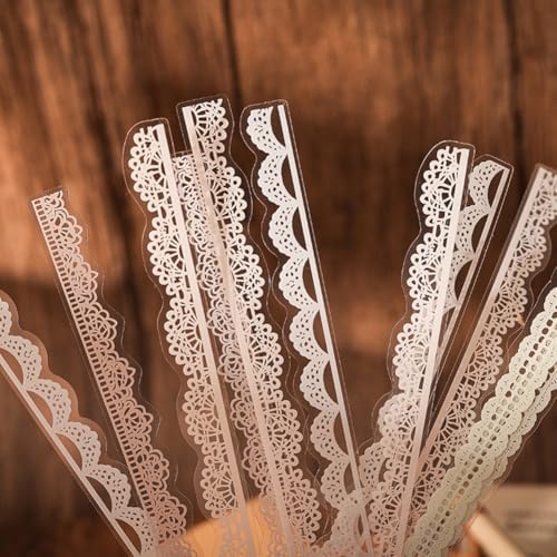 240 Pcs Transparent Lace Stickers for Scrapbooking Junk Journal Card Making Collage Diary Planner Notebook Letter Photo Album Craft Project Decoration, 30 Patterns - Image 5