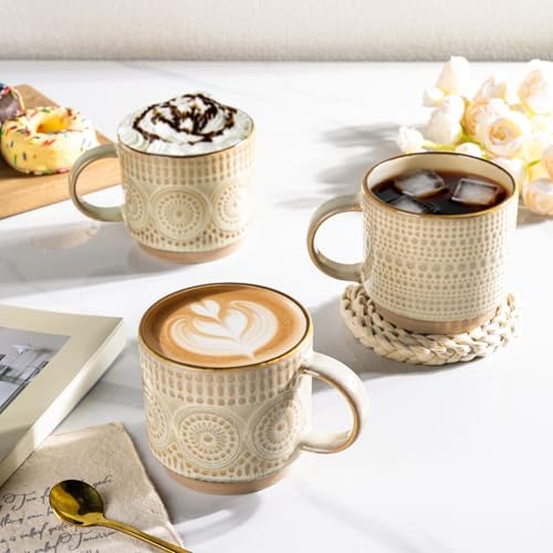 GBhome 12 oz Coffee Mugs Set of 4, Stackable Ceramic Coffee Cups Set - Image 6