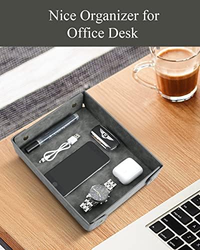 CASIRENA Faux Leather Valet Tray Organizer for Men - Catch-All Tray for Entryway Table Key, Wallet, Watch, Coin Change, Phone, Dresser EDC Dump Jewelry, Bedside Nightstand Desk-top - Image 5