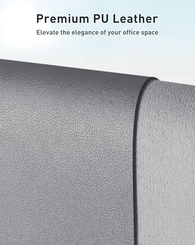 Aothia Faux Leather Desk Mat - Large Mouse Pad, Non-Slip PU Leather Blotter, Waterproof Writing Surface for Office and Home (Light Grey, 63" x 24") - Image 2