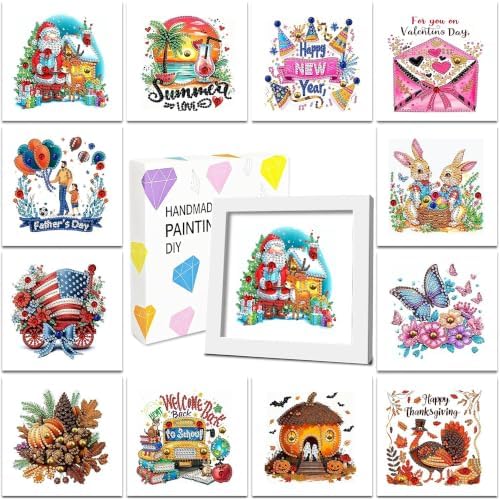 DOZEEZOP 12-Pack Small Diamond Art Kit for Adults Teens 7"x7" by DOZEEZOP
