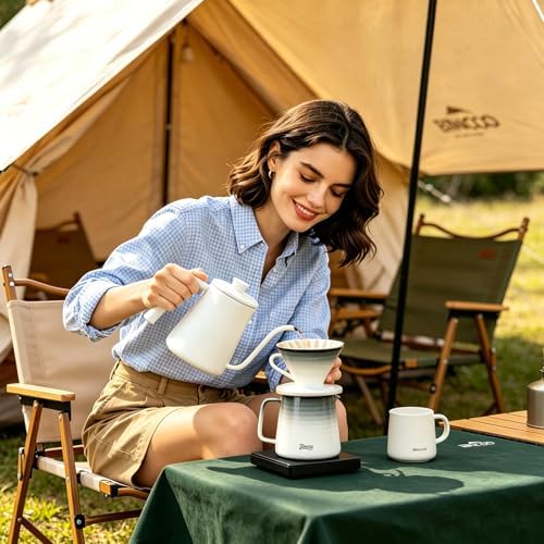 Bincoo Pour Over Coffee Maker&Dripper, Style Cone Filter + 450ml Ceramic Coffee Server, Manual Coffee Brewer Set, Reusable Coffee Filter Holder, Great Gift for Coffee Enthusiasts(Green) - Image 5