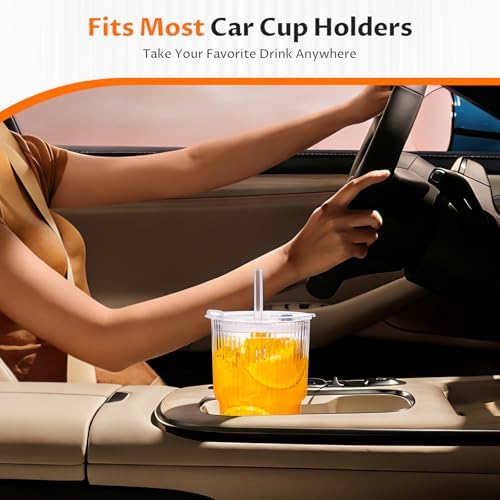 20oz Iced Coffee Cups with Lids, Glass Coffee Cups with Lids and Straws, 4P - Image 4