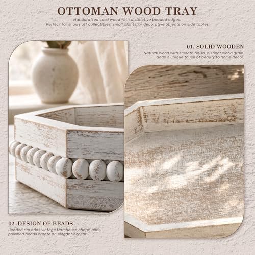 EOSAHR Pine Wood Decorative Tray: Serving Tray for Home Decor, Whitewash - Image 6