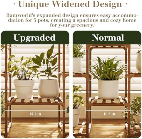 Bamworld Plant Stand Indoor Outdoor 6 Tier Tall Large Wood Plant Shelf - Image 6