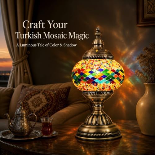 DIY Turkish Mosaic Lamp Kit for Adults/Teens, 5.2" Shade, Multicolor - Image 5