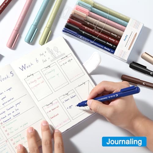 AECHY Dual Tip Curve Highlighter Pens,8 Pattern Roller & 8 Fine Tip Pens - Image 6