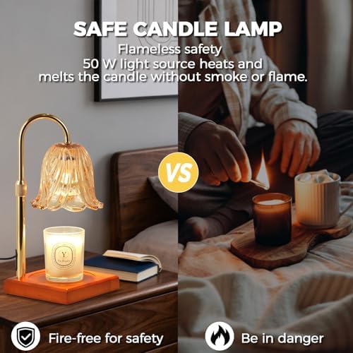 GODONLIF Flower Candle Warmer Lamp with Timer, Gold Electric Candle Lamp - Image 2