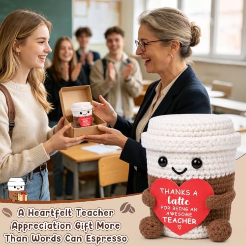 Teacher Appreciation Gifts for Women Men, Birthday Back to School Thank You Teacher Gifts, Best Gift for Daycare Preschool Music Art Teachers, Funny Handmade Crochet Coffee Mug Cup Teachers Desk Decor - Image 5