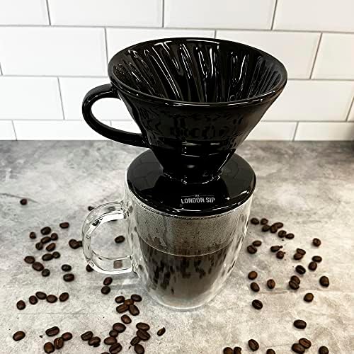 The London Sip Ceramic Coffee Dripper Pour Over Ceramic Coffee Maker, Coffee Slow Brewing Accessories for Home, 1-4 Cup, Black - Image 4