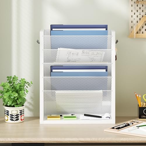 Mail Organizer Wall Mounted, 6-Slot Hanging File Organizer with Key Holder - Image 2