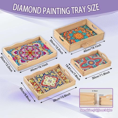 EWJRNSF Hydrangea Diamond Art Tray with Handles Gift Home Decor 7.8×11.8 in - Image 2