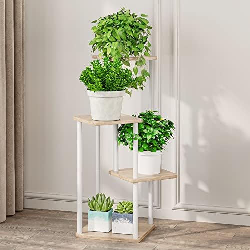 AZERPIAN 4 Tier Tall Plant Stand Indoor Corner Tiered Shelf Metal MDF Board - Image 2