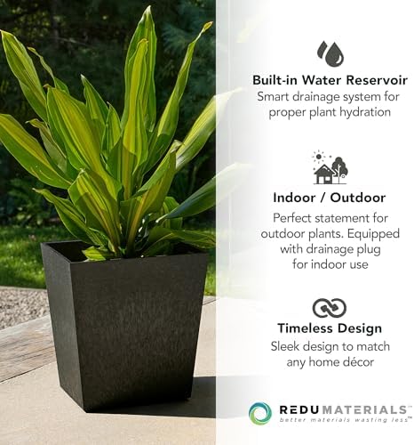 Tierra Verde Sonata Self-Watering Square Planter, Black, Small, 2-Pack - Image 6