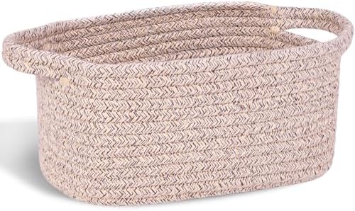 Abenkie Small Storage Basket, Cute Cotton Rope Woven Boho Decorative Toy Dog Cat Basket for Nursery, Living Room, Spa, Gift - XS, Brown by ABenkle