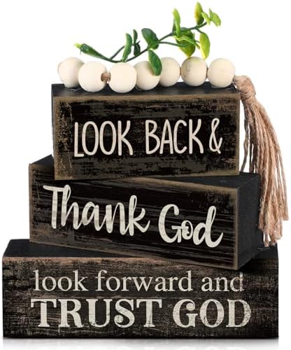 Moucuny 4 Pcs Farmhouse Table Decor Inspirational Wooden Block Signs by Moucuny