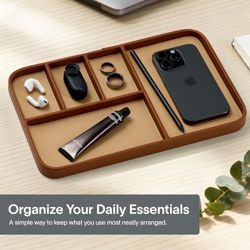 Nordik Leather Valet Tray - Large EDC Tray - Sand Brown 11.8 x 7.9 in - Image 2