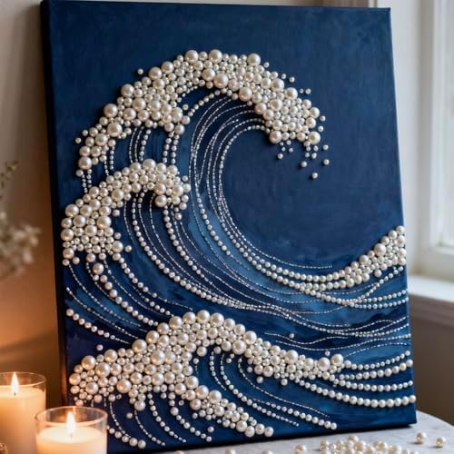 Mrchfr Wave Pearl Painting Kit for Adults & Beginners, DIY Ocean Theme DIY All-Pearl Dot Painting, Stress Relief Art Craft Supplies for Gift Home Wall Decor, No Frame (Style B) by Mrchfr