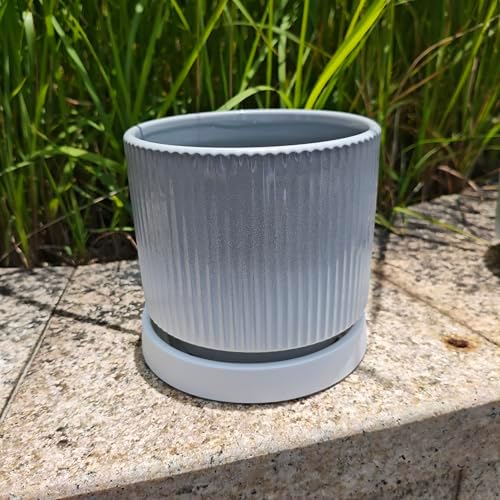 Cuteforyou 5.1 Inch Modern Textured Ceramic Succulent Planter Pot – Perfect for Small Plants, Cacti & Desk Decor – Lightweight & Durable，Gray - Image 5