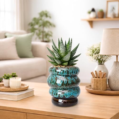 5 inch Ceramic Plant Pot - Flower Pot for Indoor Plants with Drainage Hole - Image 7