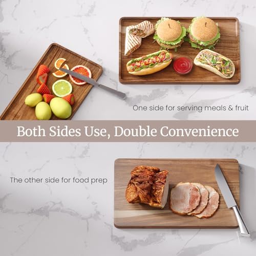 VERTORGAN 2 Pack Acacia Wood Serving Tray,9.8x5.9 Inch Trays,Home Decor - Image 5