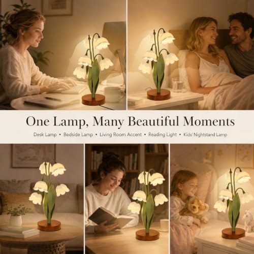 Flower Table Lamp for Bedroom, LED Cute Reading Light - Image 2