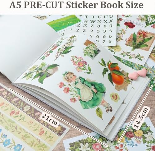 Snycler Sticker Book - 20 Sheets Vintage PET Stickers for Scrapbooking, Junk Journaling, Ephemera, and Decorative Crafts-Plant Delights - Image 3