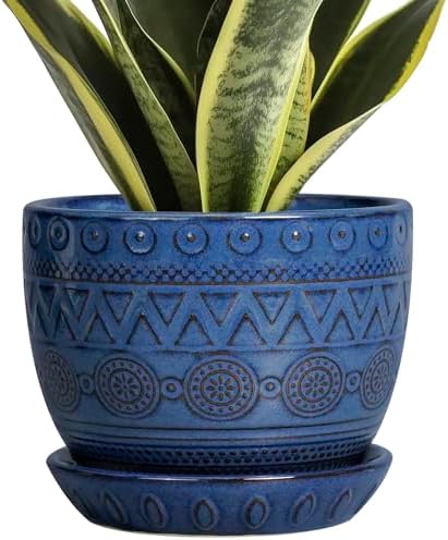 G EPGardening Pot for Plants, 5 Inch Ceramic Planter, Blue by GEPGardening