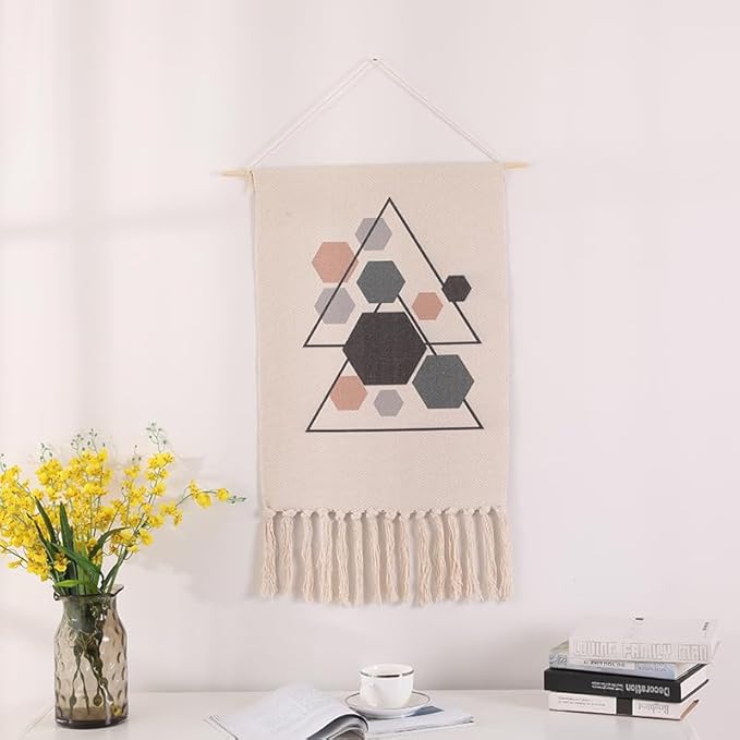 BMIDRUT Macrame Woven Wall Hanging Tapestry Home Decor Boho Bohemian Wall Art for Home Apartment Dorm Room Backdrop 20x35 Inch