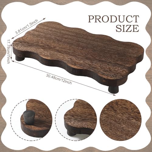 Amyhill Wood Pedestal Stand Riser Decor,Scalloped,Dark Brown,12 X 7 Inch - Image 2