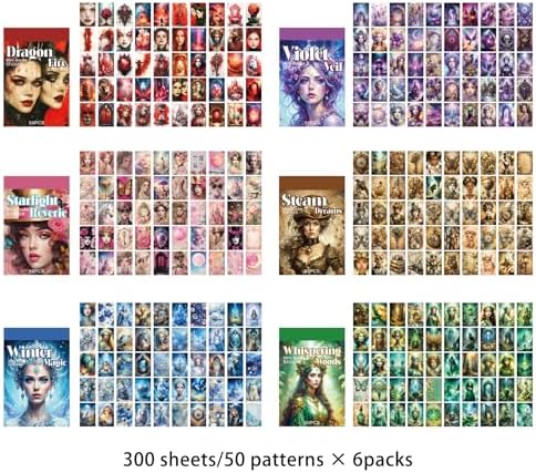 300 Pcs Washi Stickers Book - Vintage Aesthetic Journaling Stickers for Scrapbooking, Bullet Journal, Planner, Travel & Daily Life - Craft Gifts Scrapbook Sticker Set for Art Diary, Notebook - Image 3