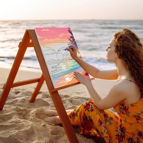 Zhanmai 12 Set Paint and Sip Kit for Adult 8''x10'', Beach Scenery - Image 4