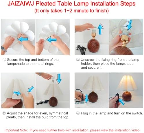 Small Vintage Table Lamp, 11.5'' Wood Grain Cute Mini Bedside Lamp - Image 5
