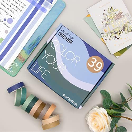 MOOKER 39 Rolls Washi Tape Set - Morandi Colored Masking Tape, Thin Vintage Tape for Journaling, Scrapbooking Supplies, Crafts Aesthetic, Gift (Nature Color 10mm) - Image 2