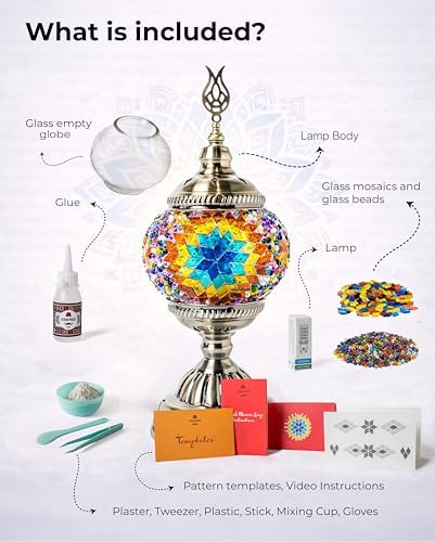 Ottoman Mosaics Turkish Mosaic Lamp Kit | DIY Art & Craft Project for Adults | Make Your Own Handmade Lamp (Multicolor) - Image 2
