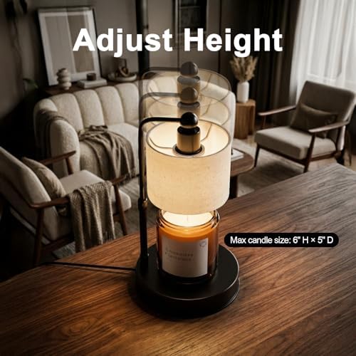 Candle Warmer Lamp with Timer, Best House Warming Gift, Height Adjustable & Dimmable Electric Candle Warmer Lamp, Includes 2 Bulbs, Birthday Gift for Women, Mom, Housewarming - Flaxen - Image 2