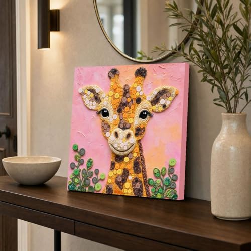 Framed Button Art Kit 11.8" DIY Mosaic Craft for Adults(Giraffe) - Image 3