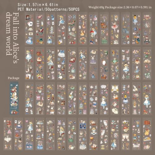 Scrapbook Stickers Book for Journaling,Alice Stickers for Scrapbooking - Image 2