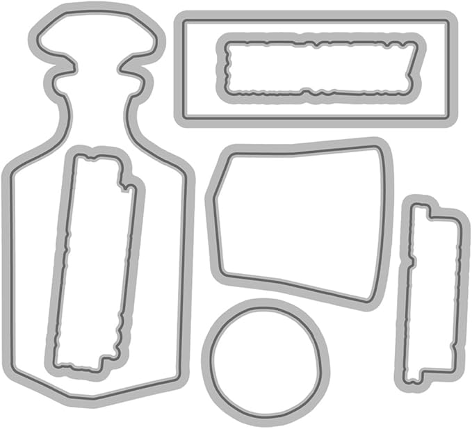 Wine Bottle Cup Stamps and Cutting Dies for Card Making DIY Transparent Silicone Clear Stamp and Metal Die Cuts Sets for Scrapbooking Paper Greeting Cards Decor Seals Craft Supplies