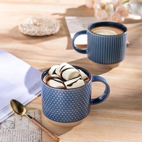 GBhome 15 OZ Stackable Coffee Mugs Set of 4, Ceramic Coffee Cups Set - Image 6