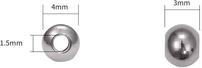 Stainless Steel Spacer Beads 4x3mm Round Loose Charm Caps Beads for DIY Jewelry Making 100pcs with 1.5mm Hole