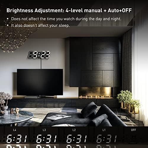 3D LED Desk & Wall Clock with Remote Control, 9.7 Inch, Black - Image 4
