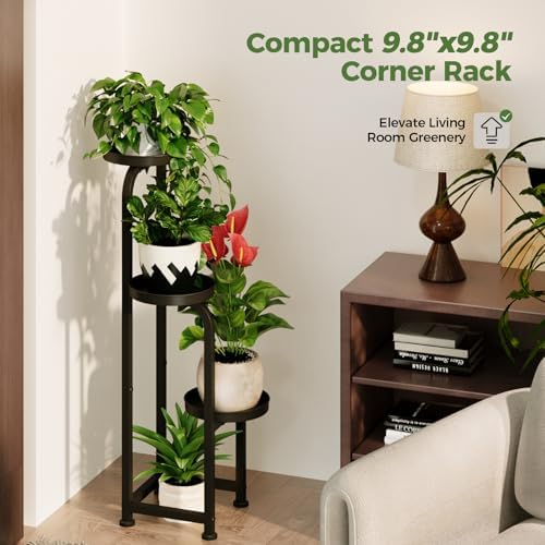 Bamworld Tall Plant Stand Indoor Outdoor Corner Metal Flower Pot Stands - Image 3