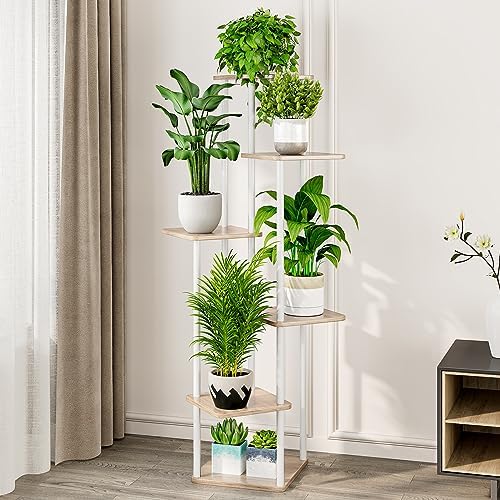 AZERPIAN 6 Tier Tall Plant Stand Indoor Corner Tiered Shelf Metal MDF Board - Image 2