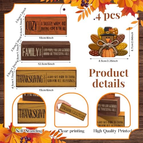 Moucuny 4 Pcs Thanksgiving Turkey Decor for Home Cozy Fall Table Decoration - Image 4