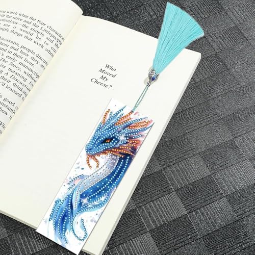 Puraikcmi 5D DIY Diamond Art Bookmarks Kit Dragon 6 PCS Acrylic Diamond Painting Bookmarks Kits with Tassels, Rhinestone Crafts Decoration Gift Set for Book Lovers Beginners & Adults (Partial Drill) - Image 5