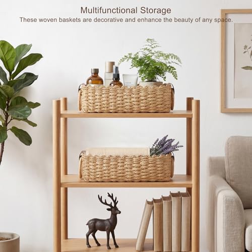 Mkono Small Paper Rope Storage Baskets, 2 Pack Woven Bins for Organizing - Image 4