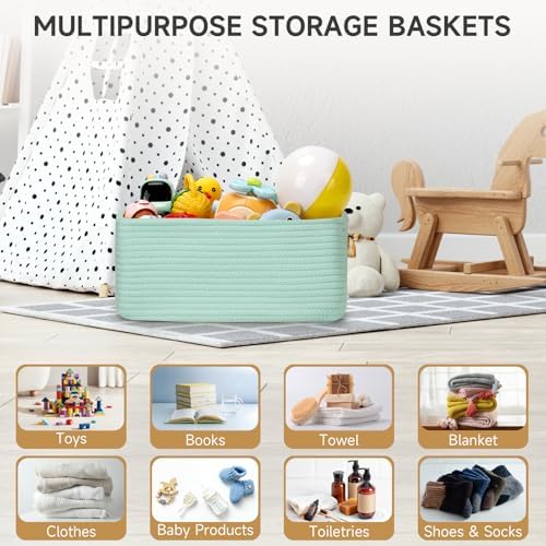 3 Pack Storage Baskets for Organizing, 13.7×9.5×6.3", Cream Green - Image 6
