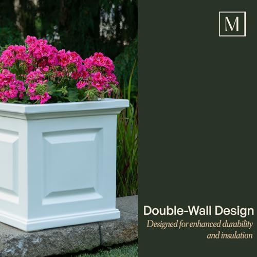 Mayne Nantucket 20in Self-Watering Square Planter, Black - Image 5