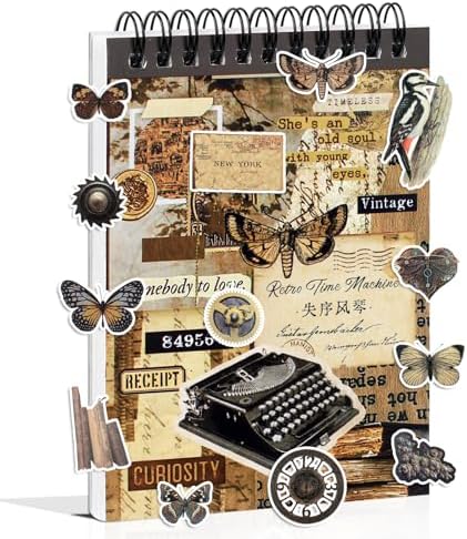 50 Sheets Precut Dark Academia Washi Stickers Book for Journaling, 604PCS Vintage Scrapbook Stickers, Ephemera for Junk Journal Supplies, Scrapbooking, Bujo, Collage, Adults Crafts Arts by Dwpetzo